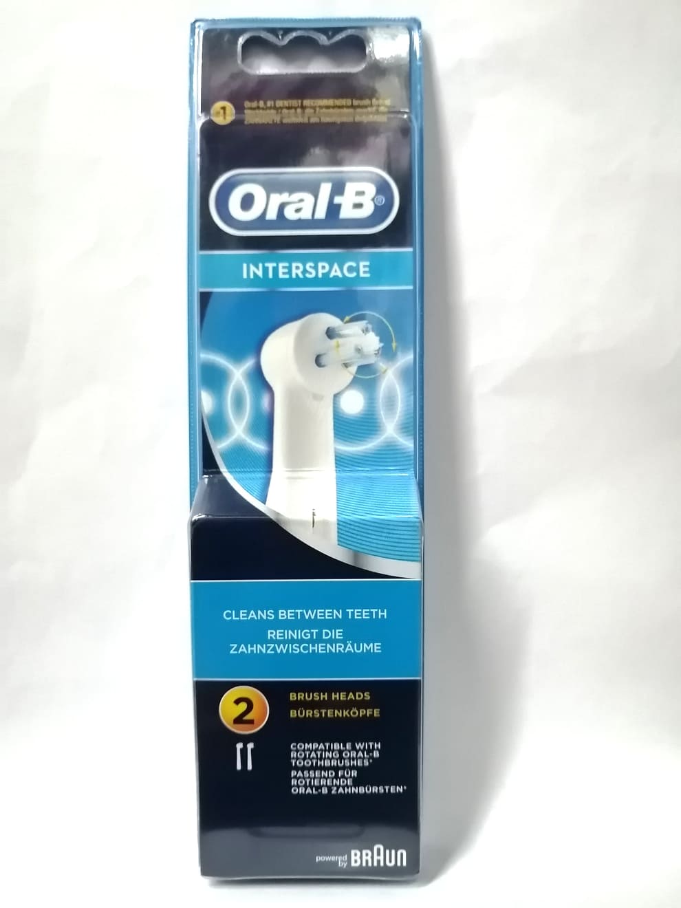 OralB Interspace Genuine Rechargeable Replacement Toothbrush Head, Pack of 2