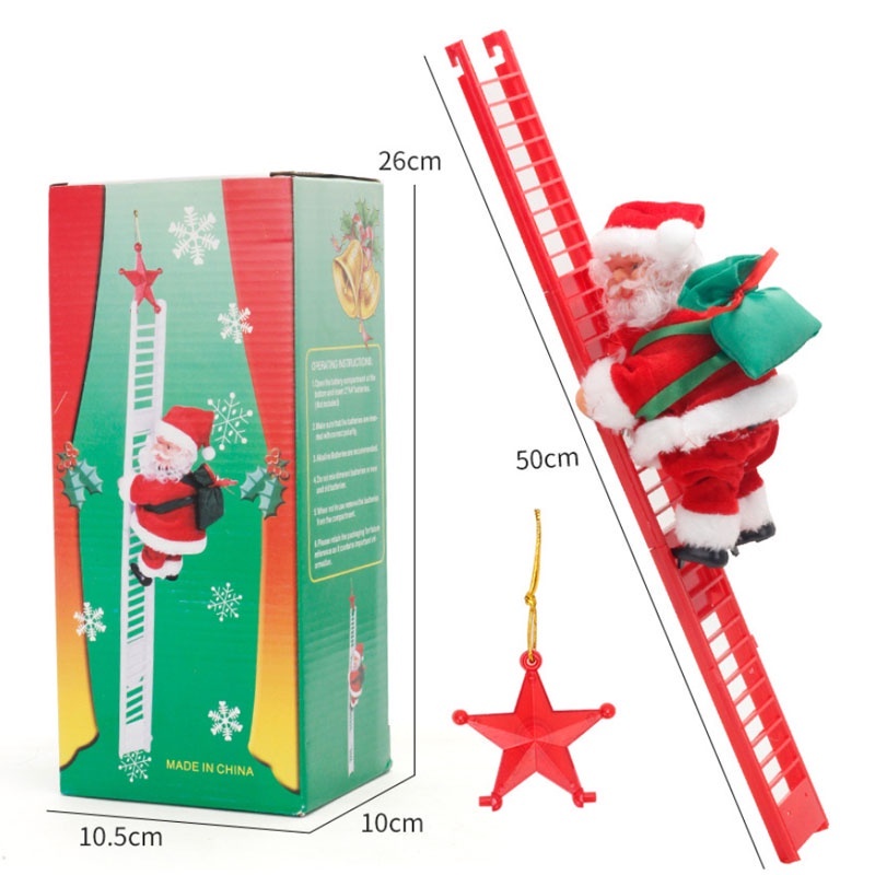 Electric Climbing Rope Santa Claus Christmas Decor Novelty Plush Santa