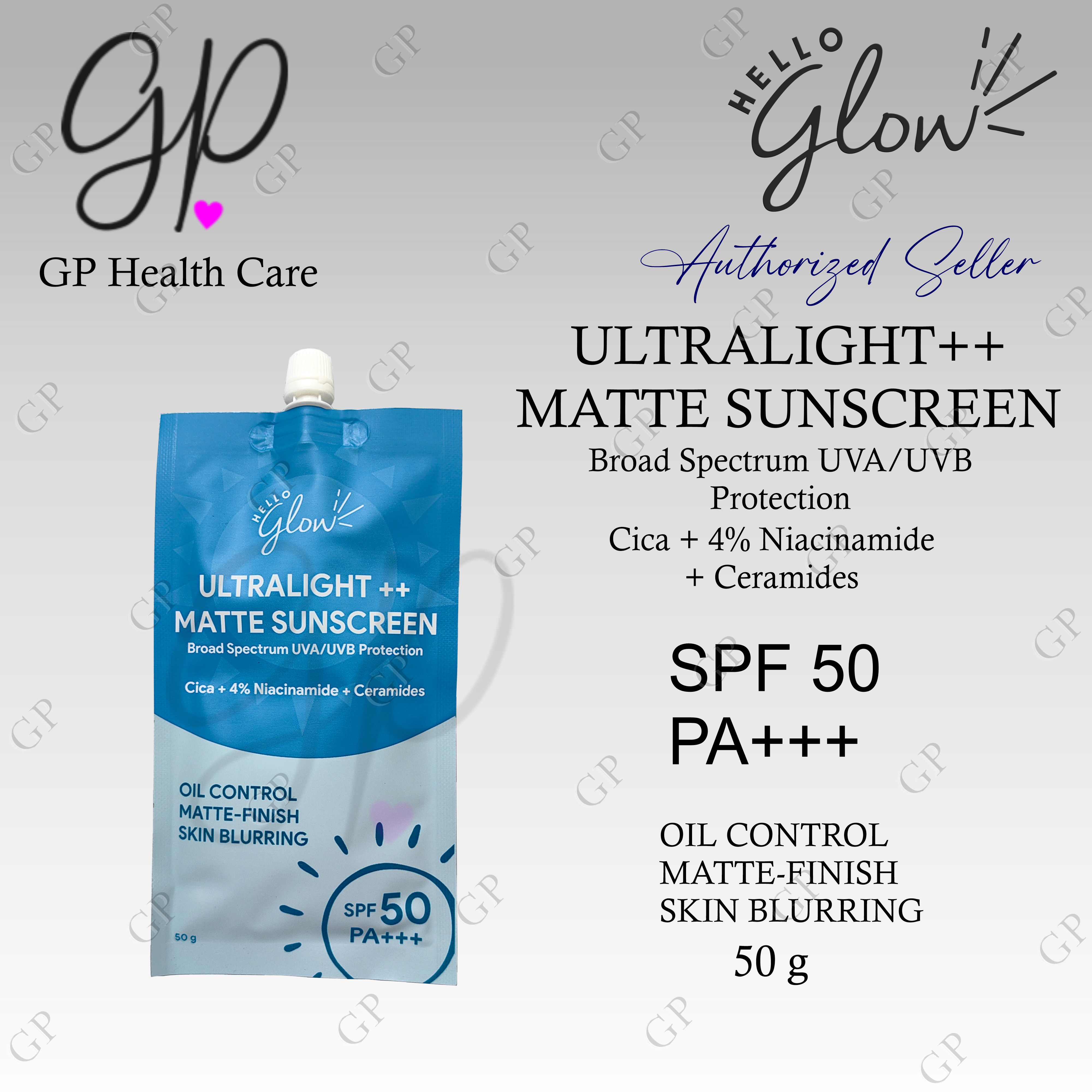 Hello Glow Ultralight++ Matte Sunscreen SPF 50 PA+++ - GP Health