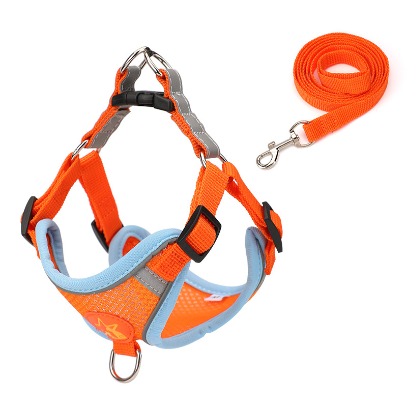 DUDU Pet Chest Strap Reflective Breathable Mesh Cat Dog Leash Harness Cat Traction Rope Vest for Small Breeds Dog Accessories