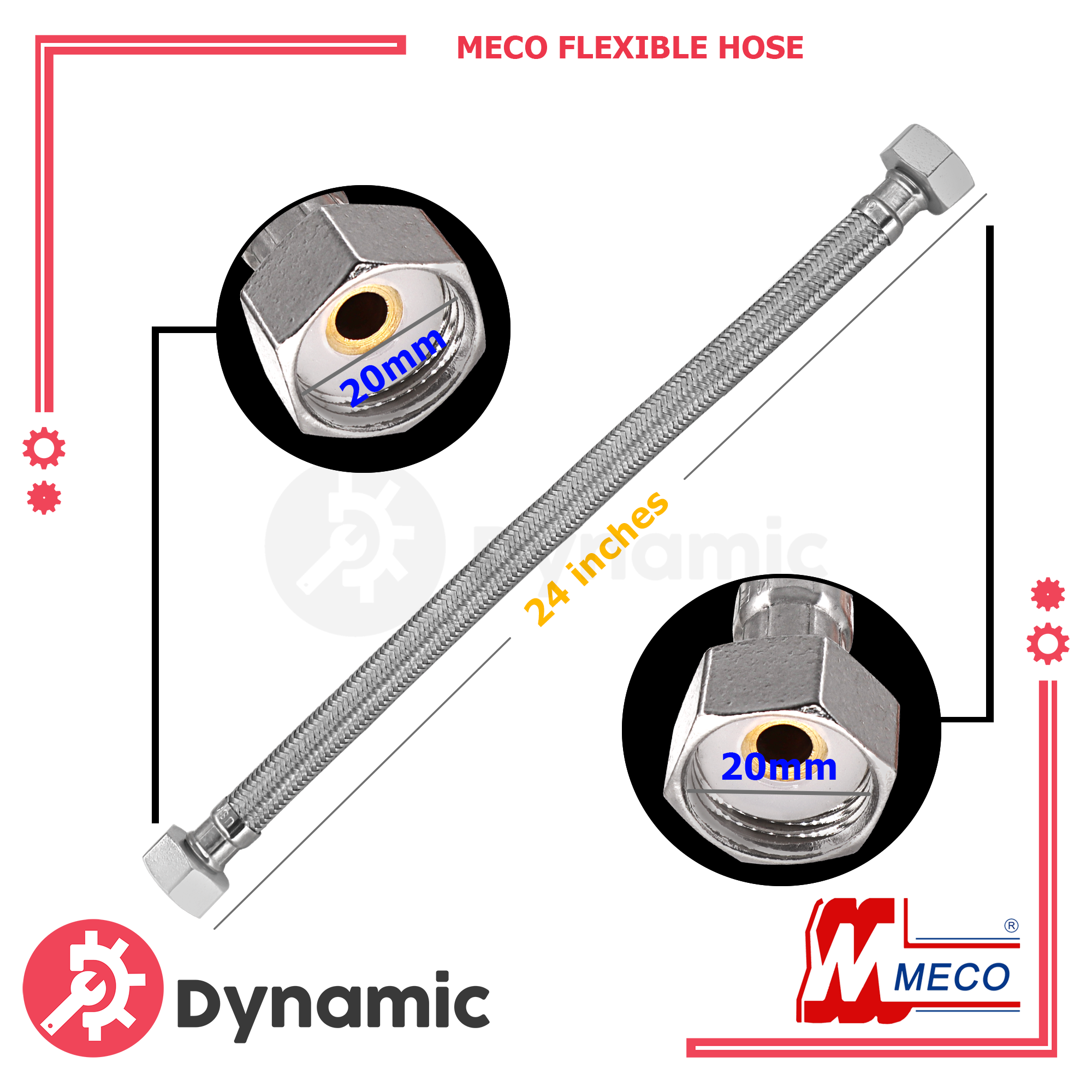 Meco Stainless Braided Flexible Hose 1/2 NPT x 1/2 NPT Toilet Kitchen