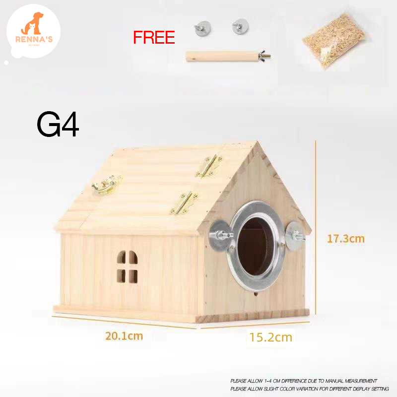 Renna's Bird Wooden Cage For Bird Cage Parrot Circular Cage Anti Splash ...
