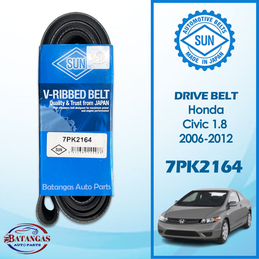 DRIVE BELT HONDA CIVIC FD 1.8 20062012 SUN 7PK2164 ( ALT + AC) Lazada PH