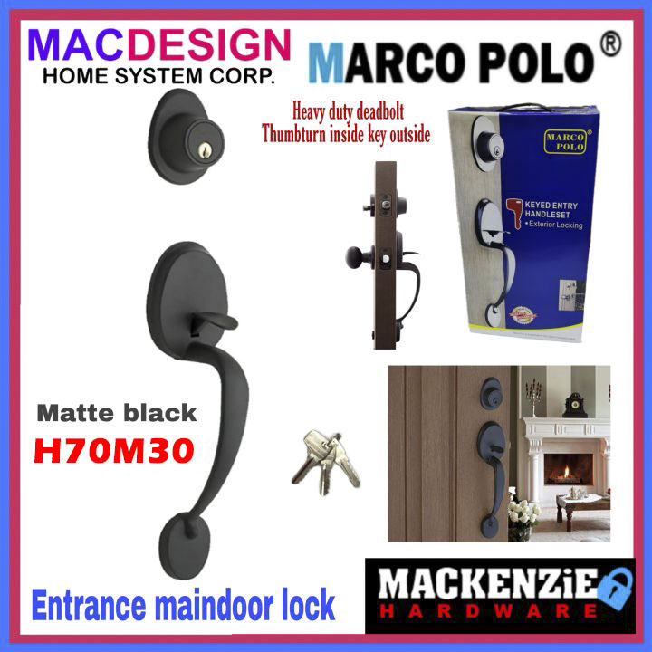 MARCO POLO H70M30 DEADBOLT MAIN DOOR ENRANCE DOOR LOCK MATTE BLACK