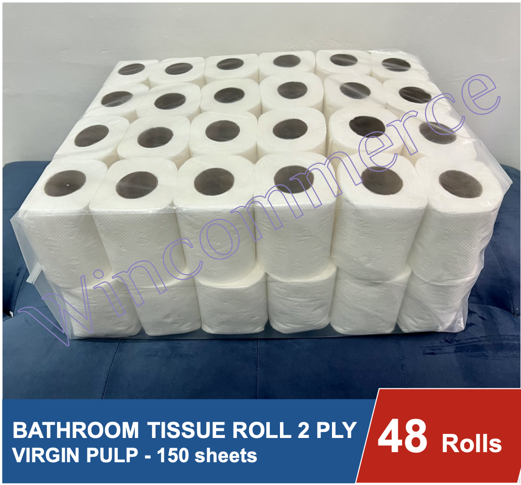 48 Rolls Virgin Pulp Bathroom Tissue 2 Ply 300 Sheets White And Thick Tissue Roll Quality Maputi