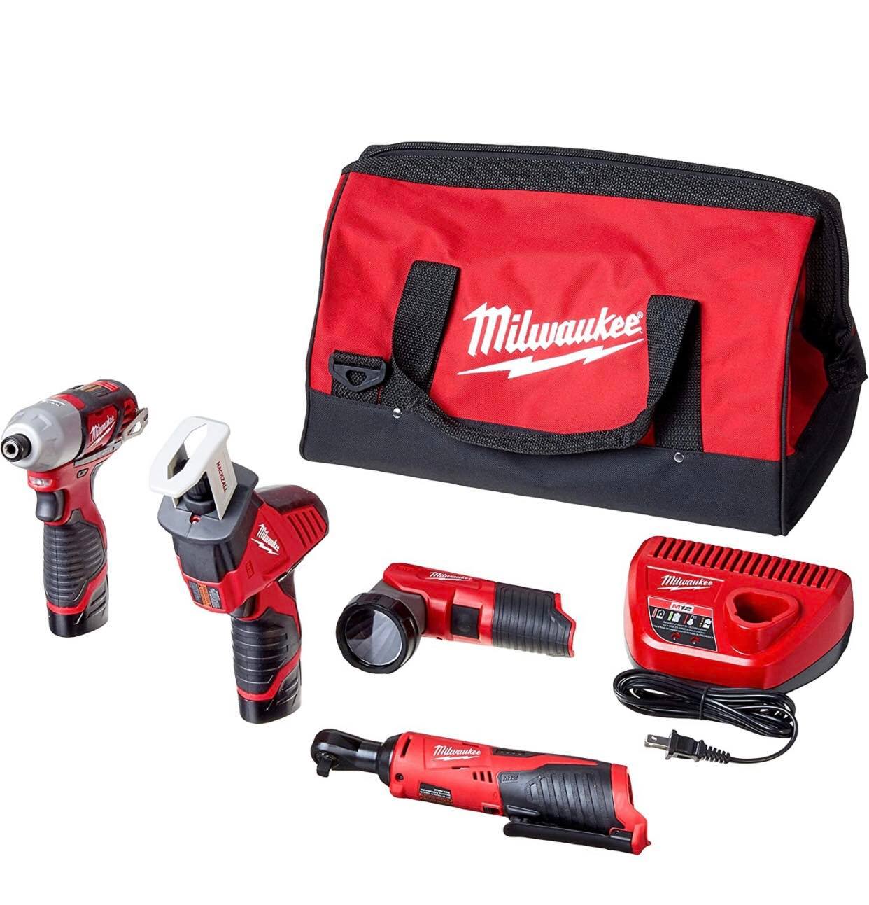 Milwaukee 2498-25 M12 12-Volt Lithium-Ion Cordless Combo Kit (5