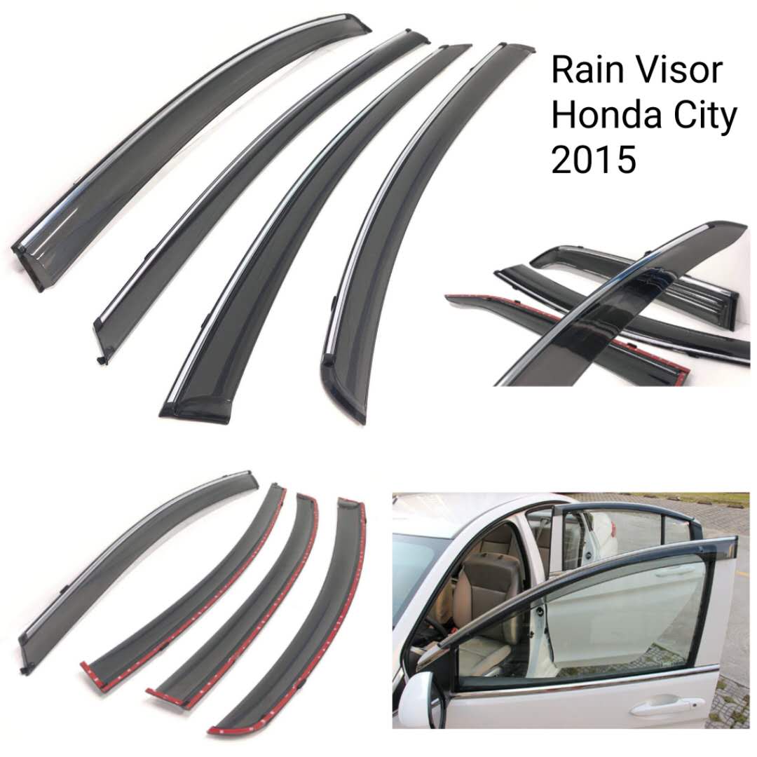 CPO.PH CAR WINDOW RAIN VISOR HONDA CITY 2015 WITH CHROME TRIM SMOKE