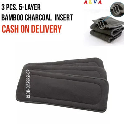 High Quality Bamboo Charcoal 5-layer Inserts for baby cloth diaper insert 3 PCS