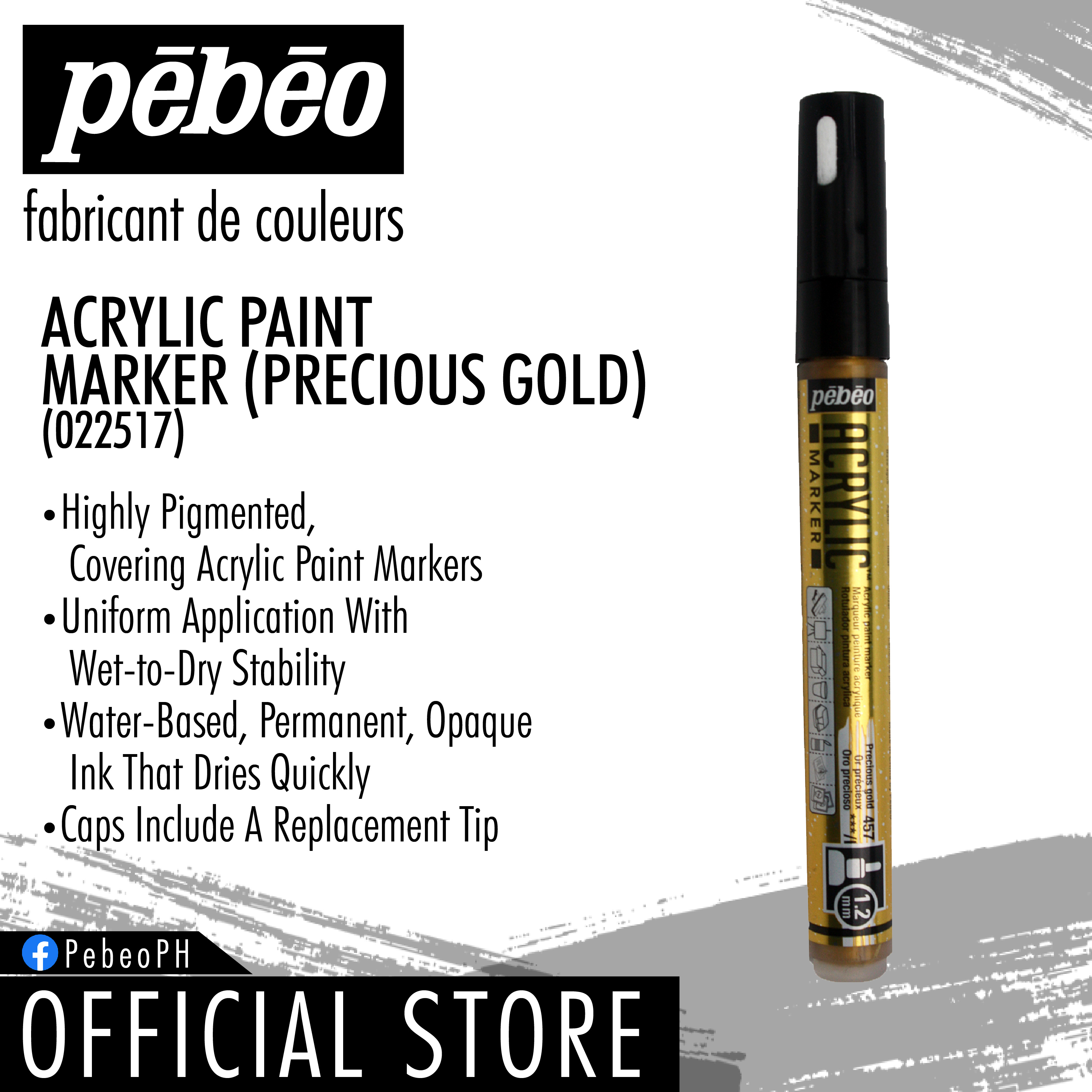 Pebeo Acrylic Marker, 1.2mm Fine Tip