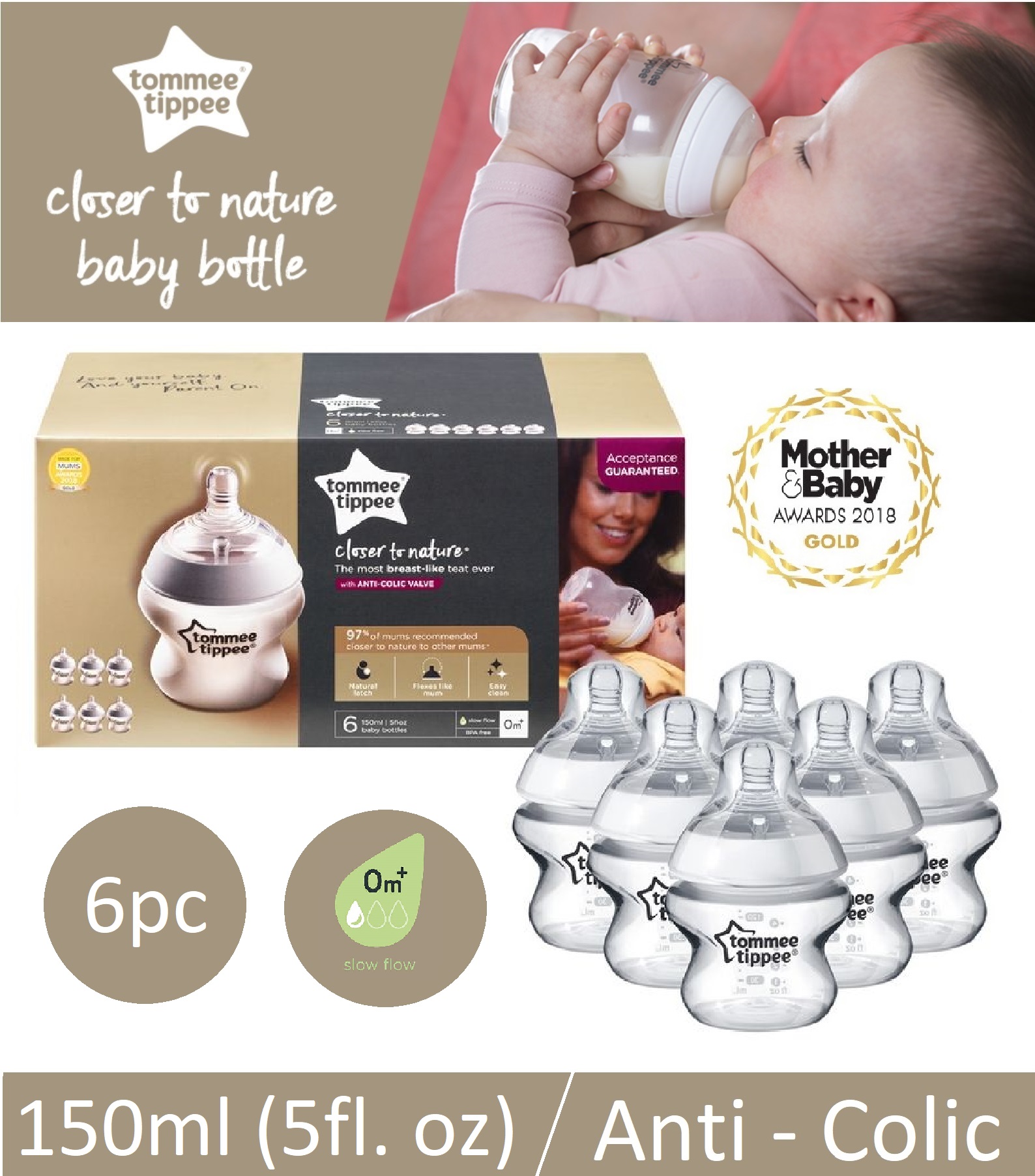 tommee tippee anti colic bottles 150ml
