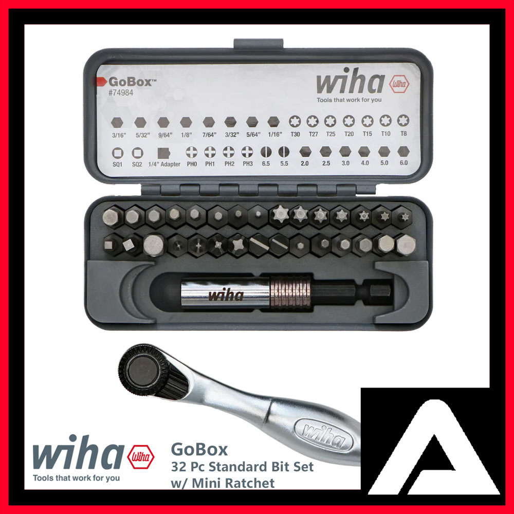 Wiha - GoBox - 32 pc Standard Bit Set w/ Mini Ratchet