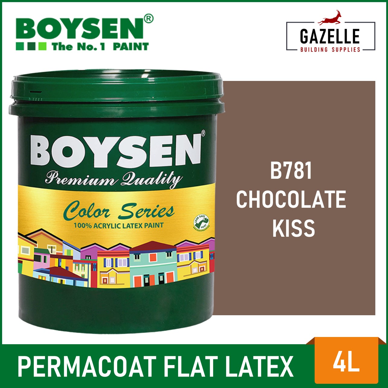 Boysen Color Series Permacoat Flat Latex Chocolate Kiss B781 Acrylic