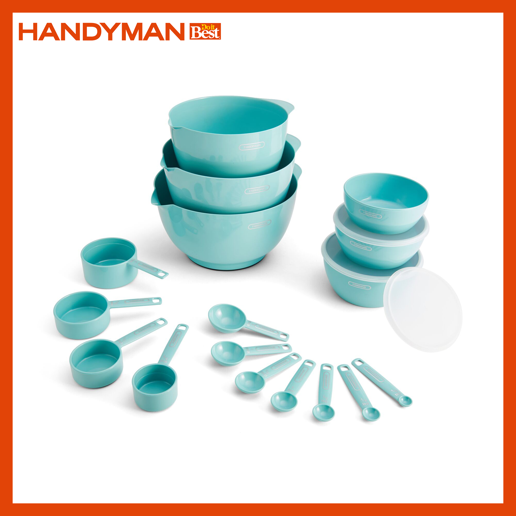 Farberware Professional 20-Piece Plastic Mixing Bowl and Prep Set in Aqua