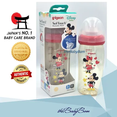 Pigeon SofTouch PPSU Red Disney Mickey Minnie Wide Neck 240ml / 8oz Bottle Solo Pack (M) For 3mos and above