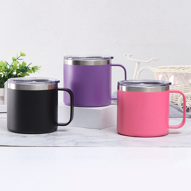 24oz Stainless Steel tumbler Milk Cup Double Wall Vacuum Insulated Mugs  Metal Wine Glass with handles coffee mug cup