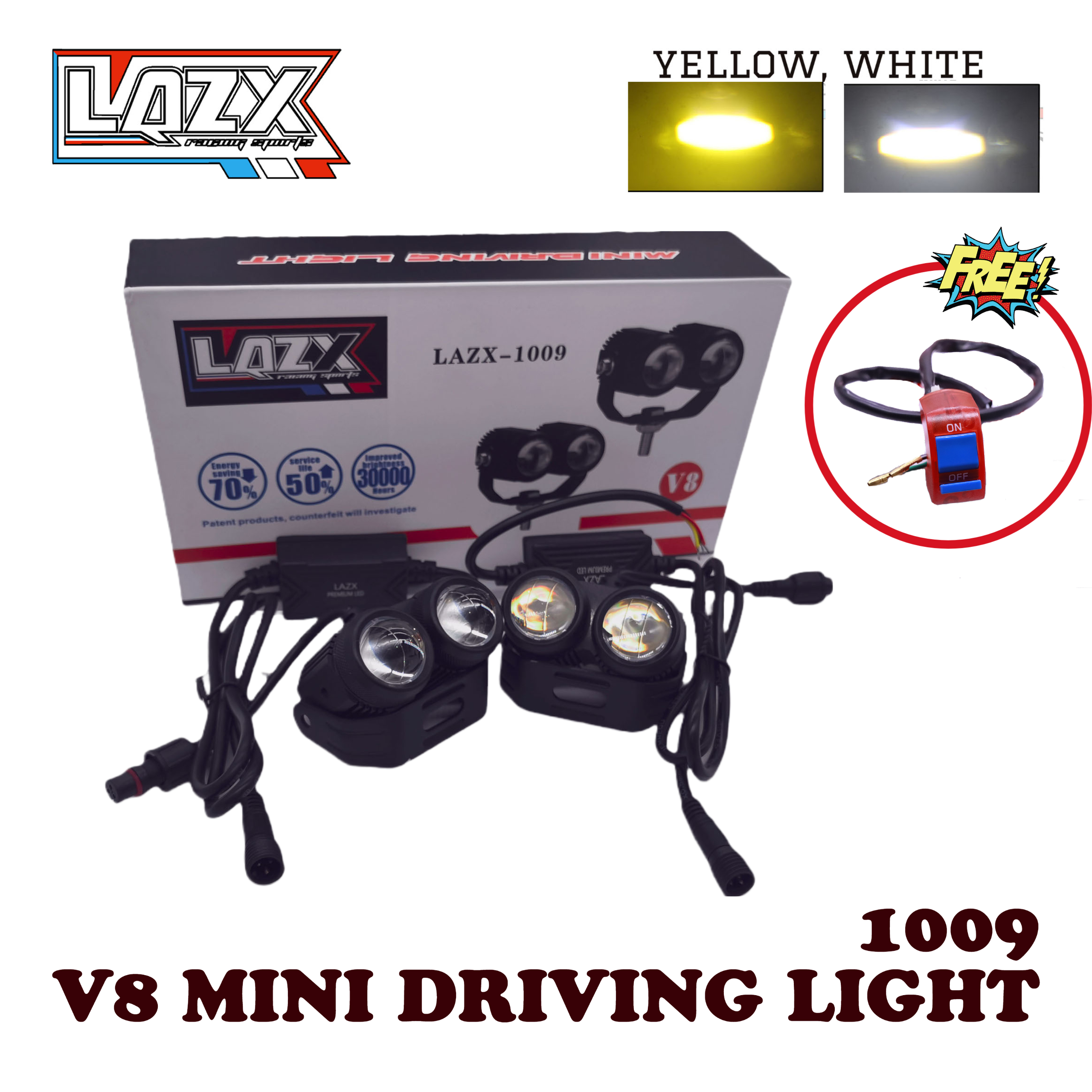 LAZX MINI DRIVING LIGHT V8 WITH FREE RANDOM SWITCH Lazada PH