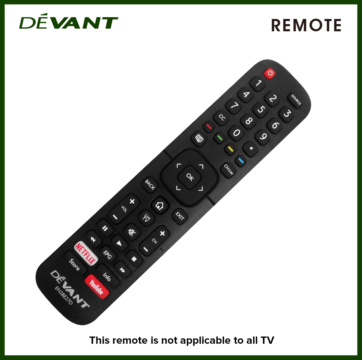 DEVANT REMOTE CONTROL 50UHV400/ 55UHV400/ 43UHV400/ 50UHD1619