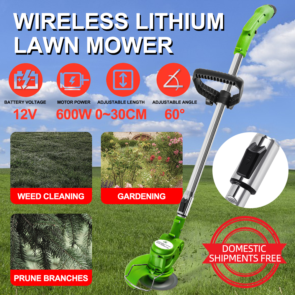 Electric Lawn， Mower with Wheels Cordless Grass Cutter Trimmer Portable ...