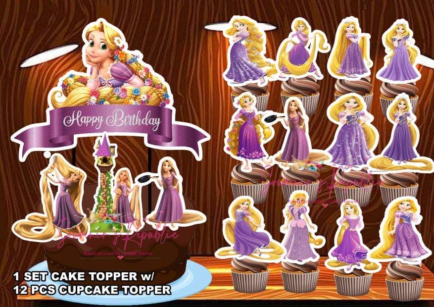 RAPUNZEL PERSONALISED CAKE TOPPER WITH NAME AND AGE