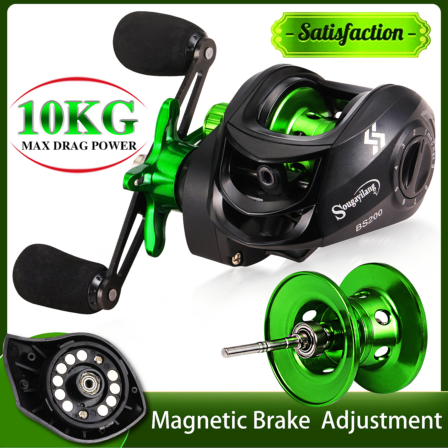 Sougayilang Baitcasting Fishing Reels 7.2:1 High Speed Gear Ratio 10KG Max  Drag Super Strong Fishing Wheel for Fishing