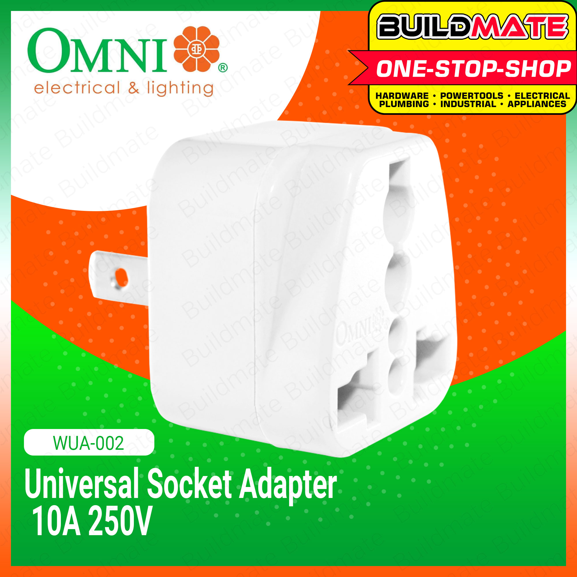 Buildmate omni universal socket adapter 10a 250v universal adaptor plug