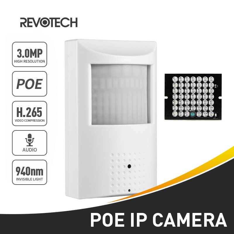 เสียงพีโออี940nm IR ที่มองไม่เห็น H.265 3MP กล้อง IP 1296P / 1080P PIR LED กล้องวงจรปิดรักษาความปลอดภัยในอาคาร Video กล้องติดตามตัว HD Cam P2P