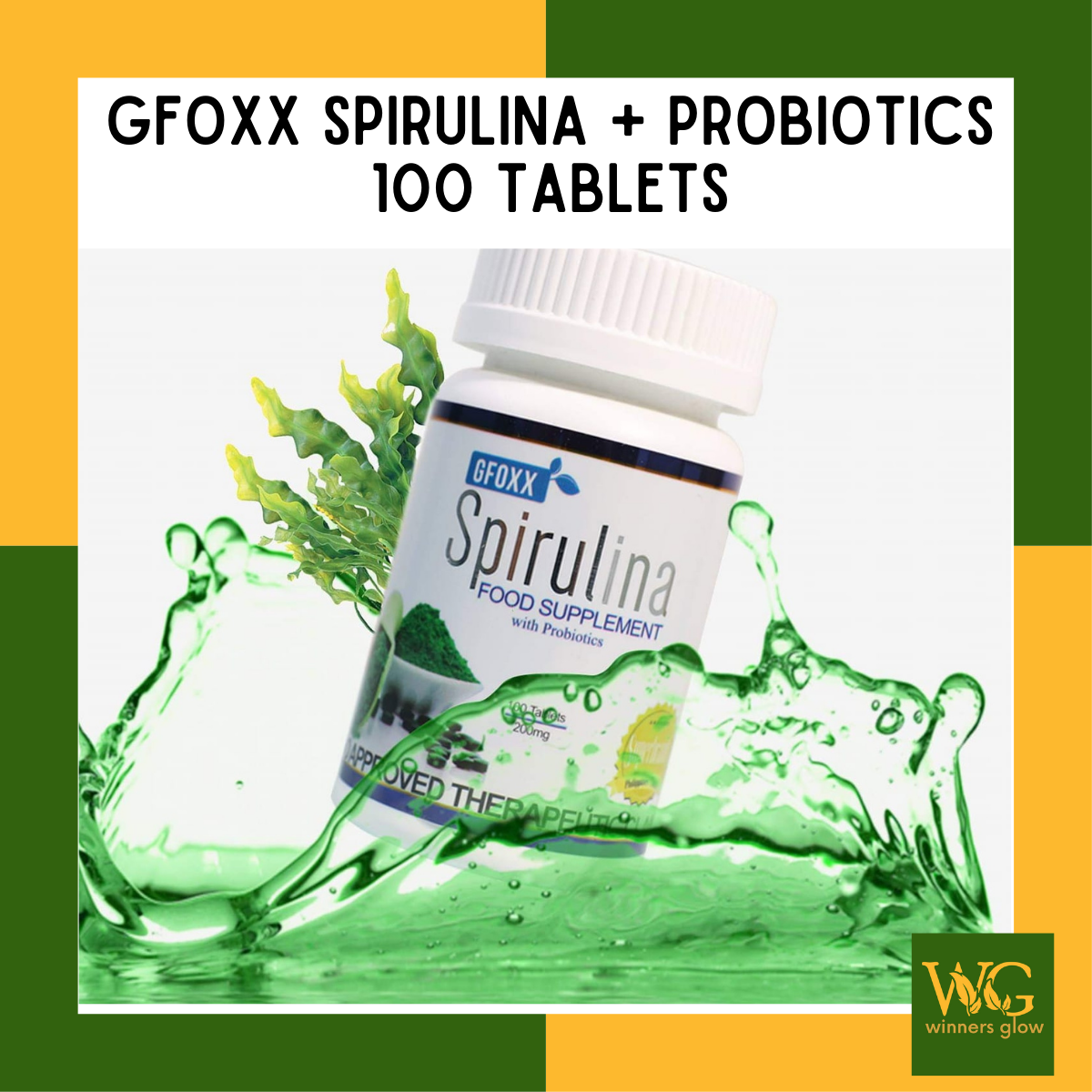 ORIGINAL GFOXX SPIRULINA FOOD SUPPLEMENT WITH PROBIOTICS 100 TABLETS