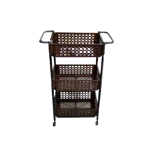Nikko 3Tier MultiPurpose Basket Wagon with Wheels Kitchen Cart