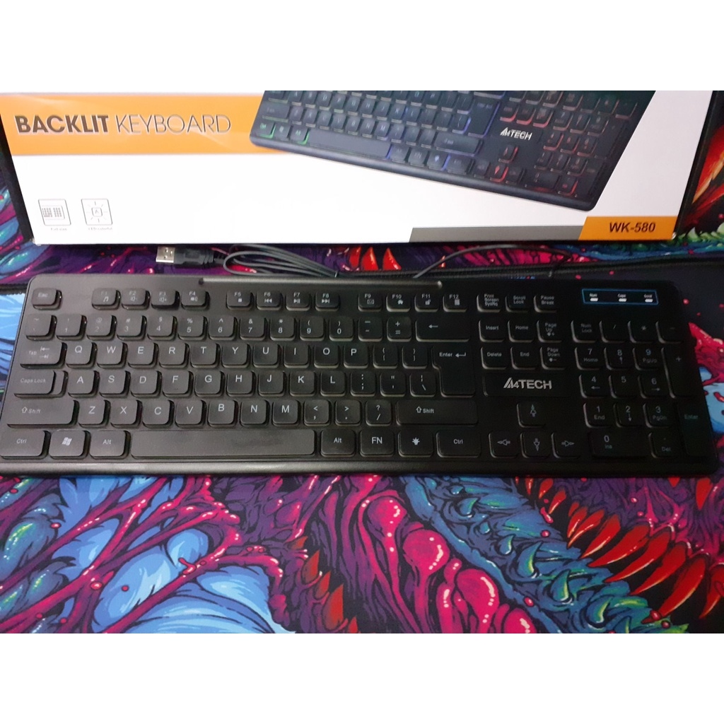 【carter's Shop】本土店16 Wk-580 A-4tech Backlit Keyboard Rgb Light Gaming 