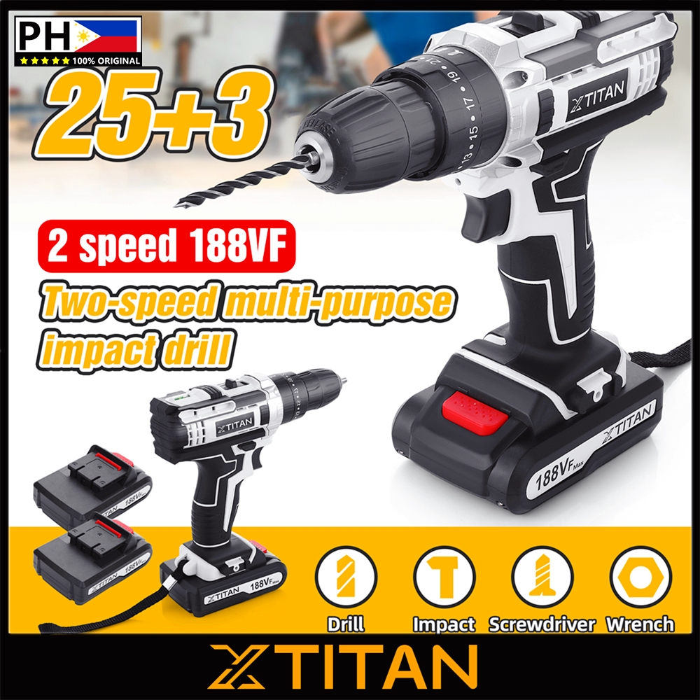 【24h ship from Manila】 1/2 Batteries Cordless Impact Drill Hammer Drill