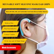 1 Pair Reusable Soft Silicone Rubber Mask Strap Ear Grips Hook Guard Support Ear Saver Protector Holder Pain Reliever Anti-Slip Earloop for Facemask or Earphones or Eye Glasses