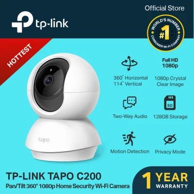 TP-Link Tapo C200 Pan/Tilt 360° 1080p Night Vision Home Security Wi-Fi Camera Two-way Audio WiFi Camera Wireless CCTV Surveillance Baby Camera Indoor IP Cam CCTV Camera Connect to Cellphone TP LINK TPLINK