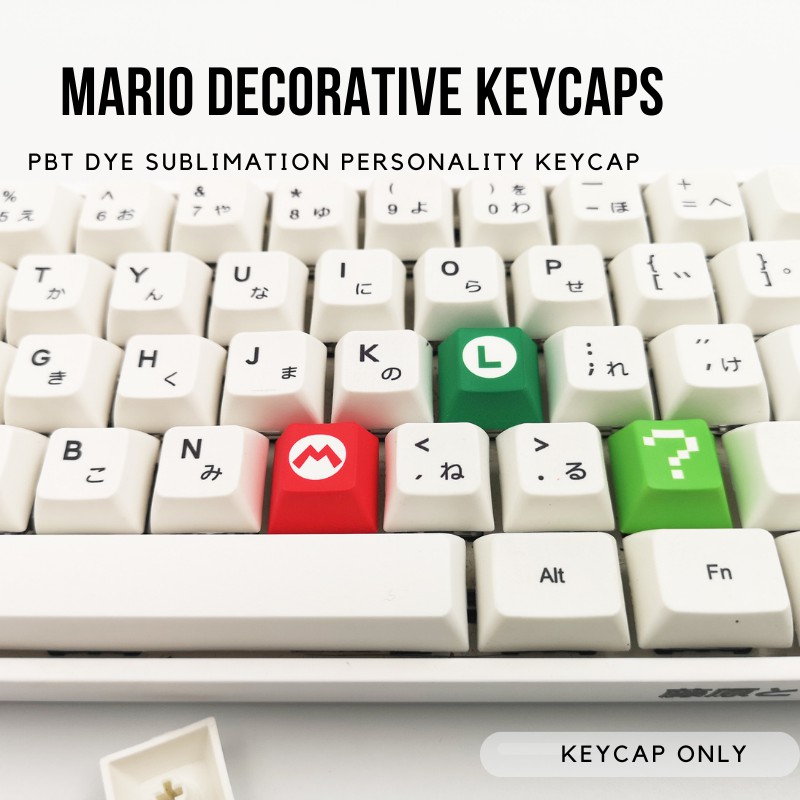 4Pcs/set Mario Design PBT Keycap OEM Cherry Profile DYE-SUB Keycap for MX Switch Mechanical Keyboard