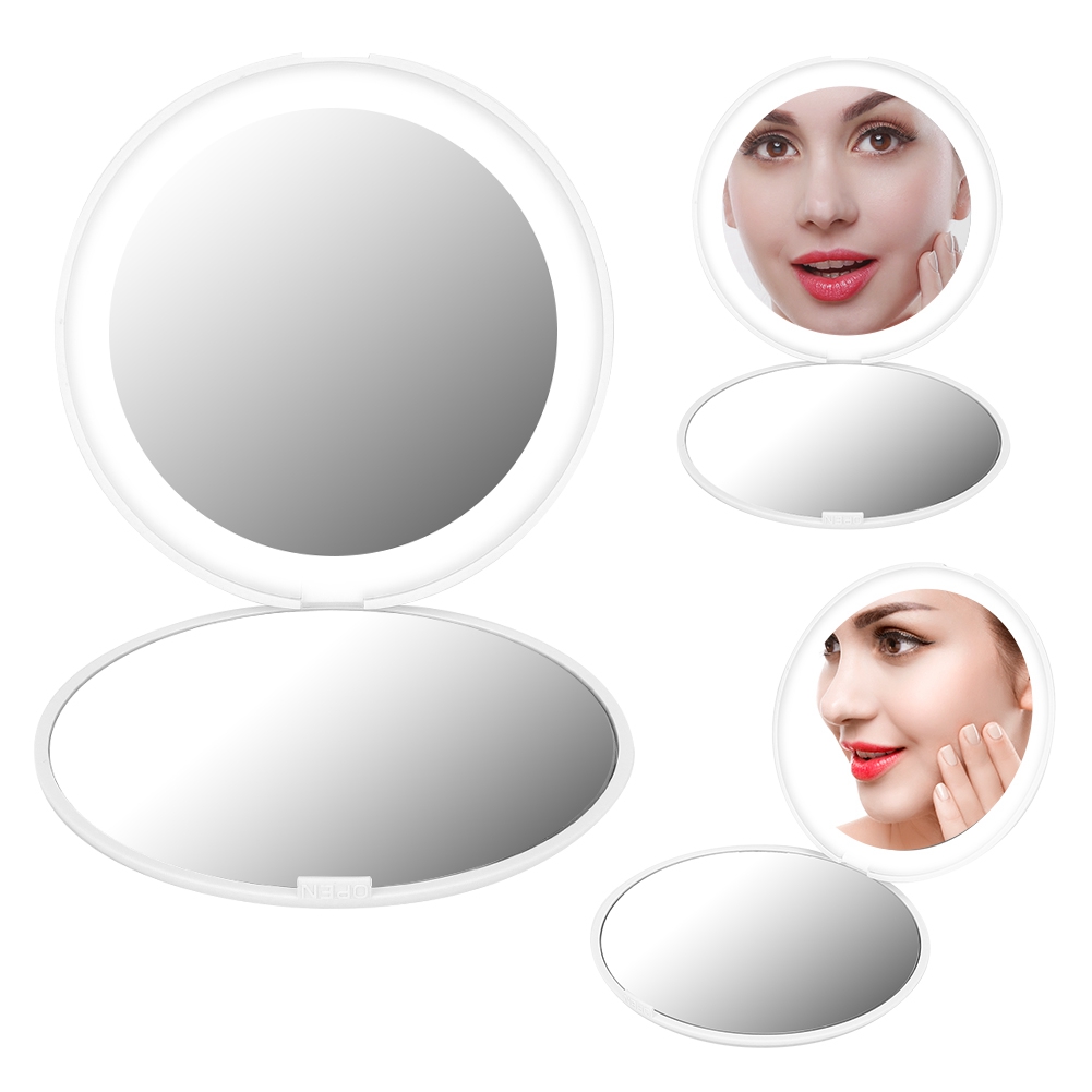 10X magnifying makeup mirror with lights portable foldable mini 12 leds makeup mirror cosmetic tool