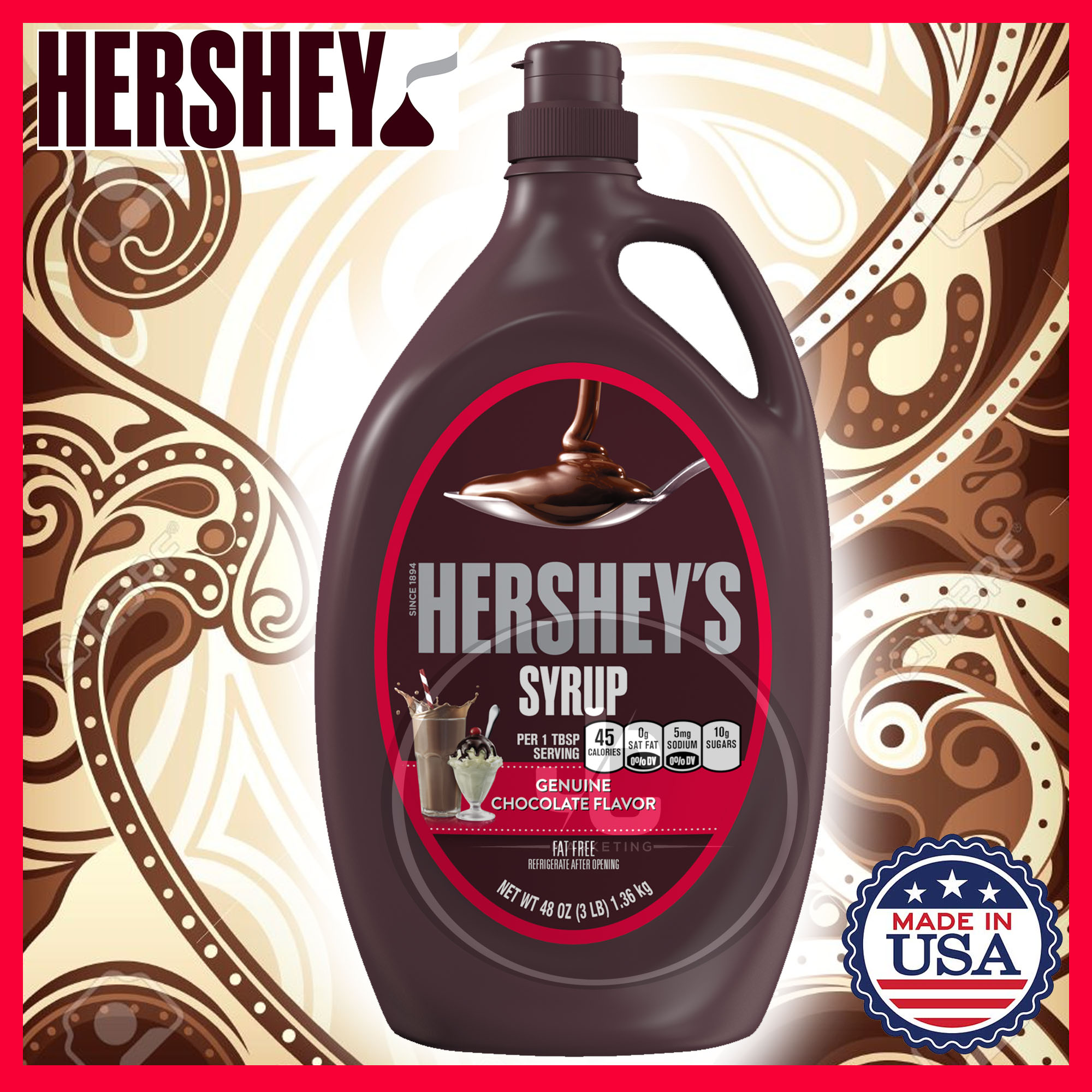 Hershey's, Milk Chocolate Syrup, 48 Oz Strawberry syrup STRAWBERRY