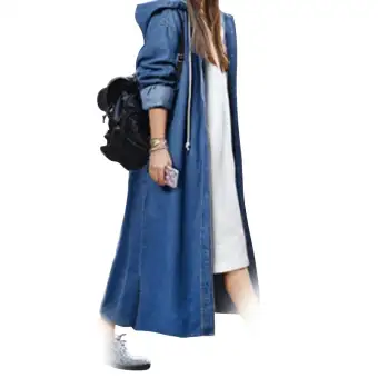 full length denim coat