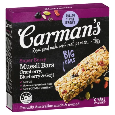 Carman's Super Berry Muesli Bars 6x45g