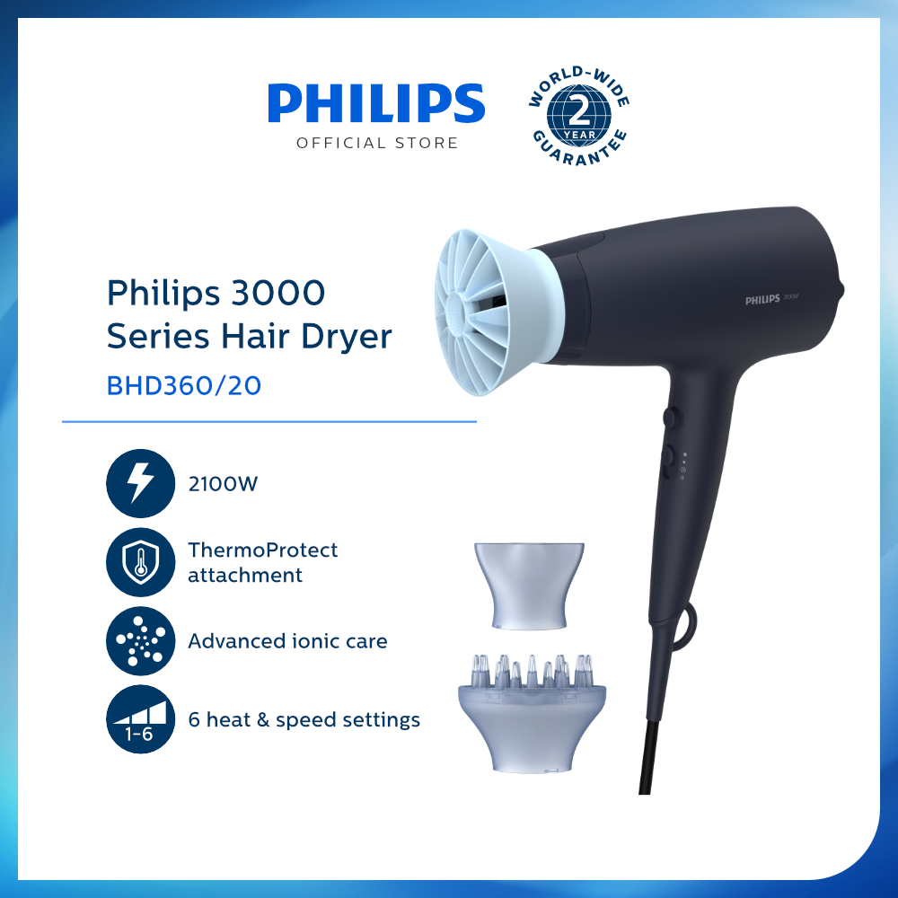 Philips 3000 Series Hair Dryer Bhd36020 With Thermoprotect Technology Lazada Ph 1649