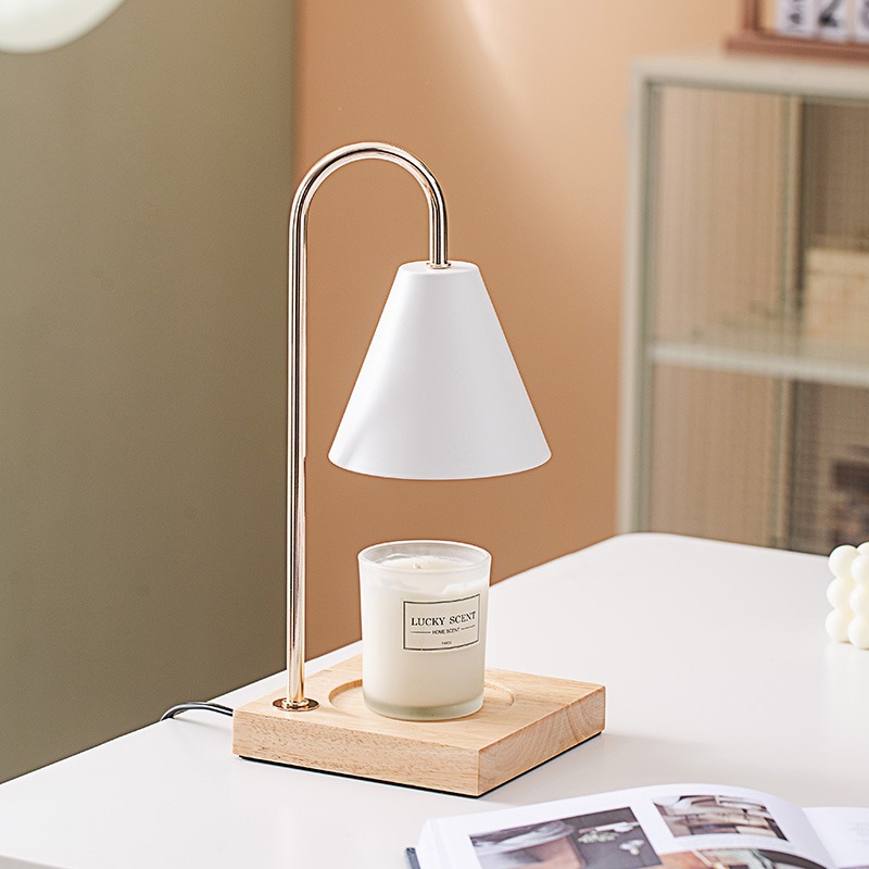 [EROMA] Dimmable Candle Lamp with Wood Base Top Down Candle Warmer on
