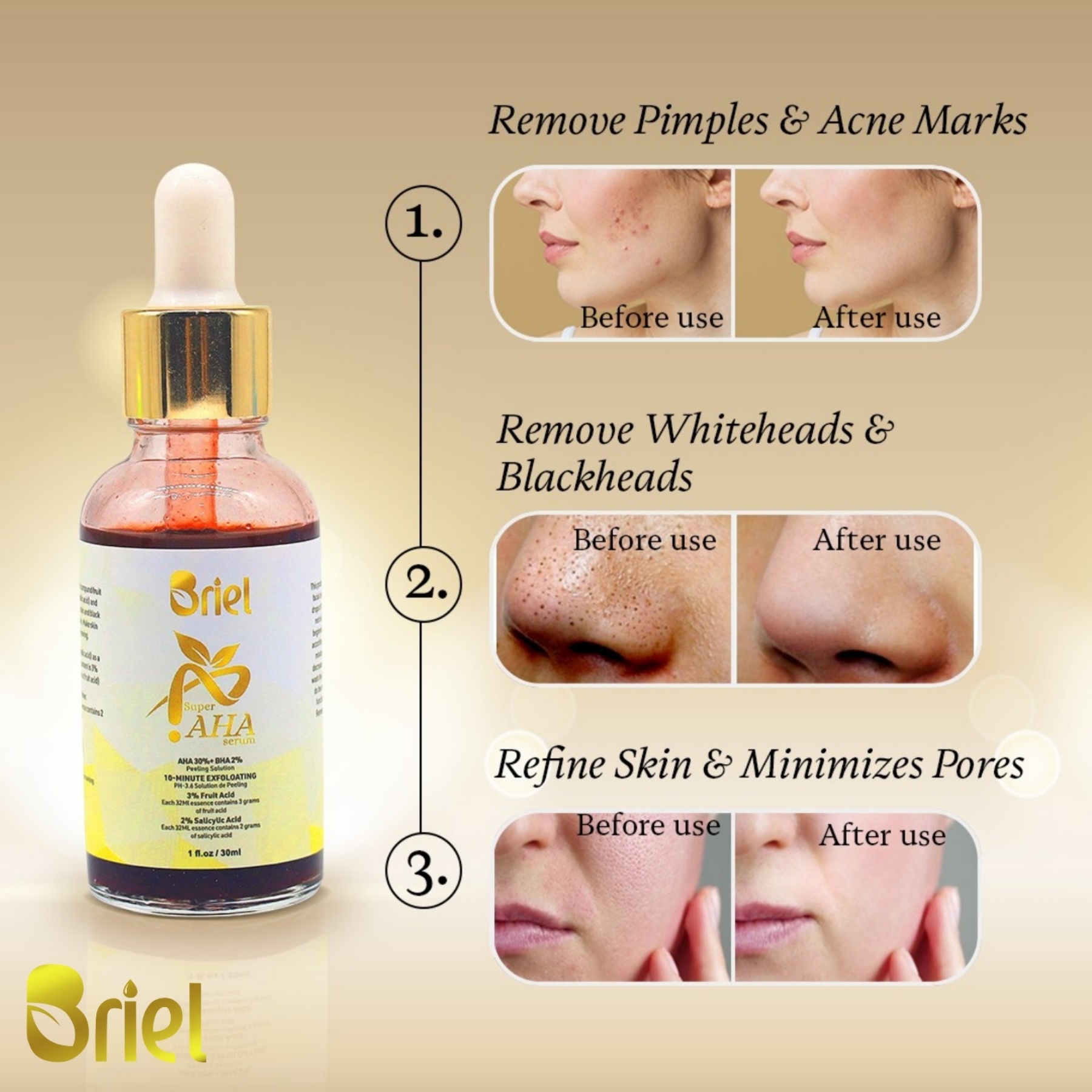Briel Super AHA Serum 30 + BHA 2 Peeling Solution Facial Serum Remove