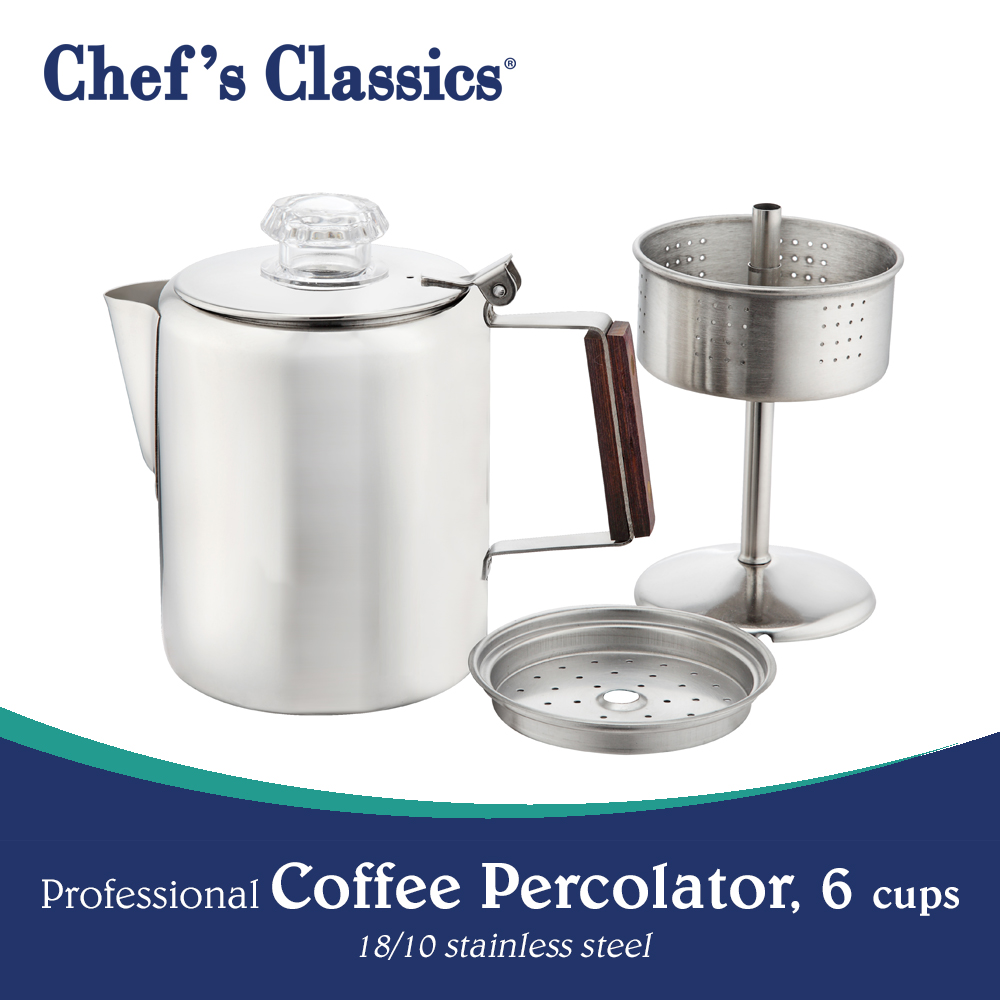 Chef's Classics Professional Stainless Steel Coffee Percolator, cups