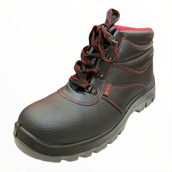 red and black steel toe shoes