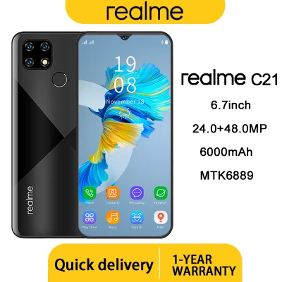 Realme C21 cellphone original big sale 2021 android 16GB+512GB 6.7"insh HD camera cheap smart phone Face Fingerprint unlock handphone COD