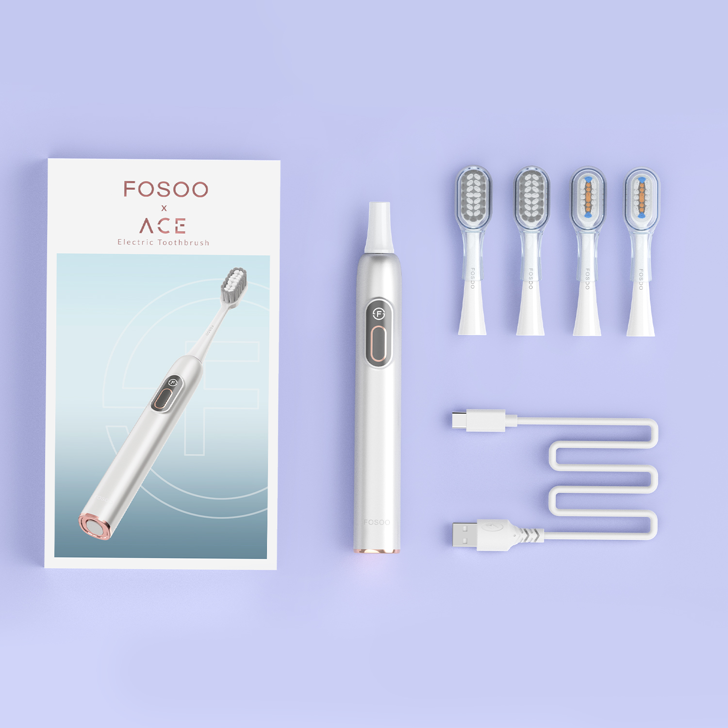 FOSOO ACE Sonic Rechargeable Electric Toothbrush with Big Clean Brush