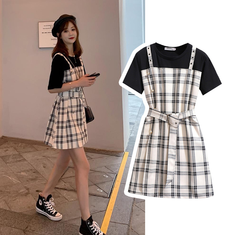 Casual jumper Dress for Women Outfit on Sale Korean Style Long Sleeve Plaid  Suspender Strap dress for women Two-Piece Set women | Lazada PH