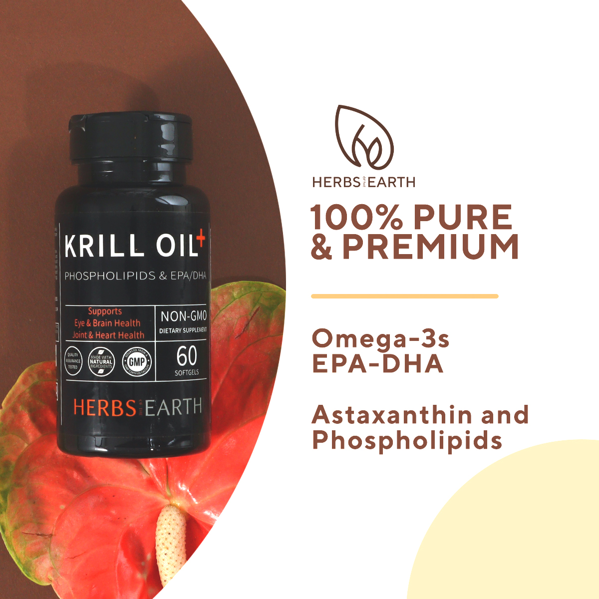 Krill Oil with Omega3s EPA, DHA, Astaxanthin and Phospholipids 100