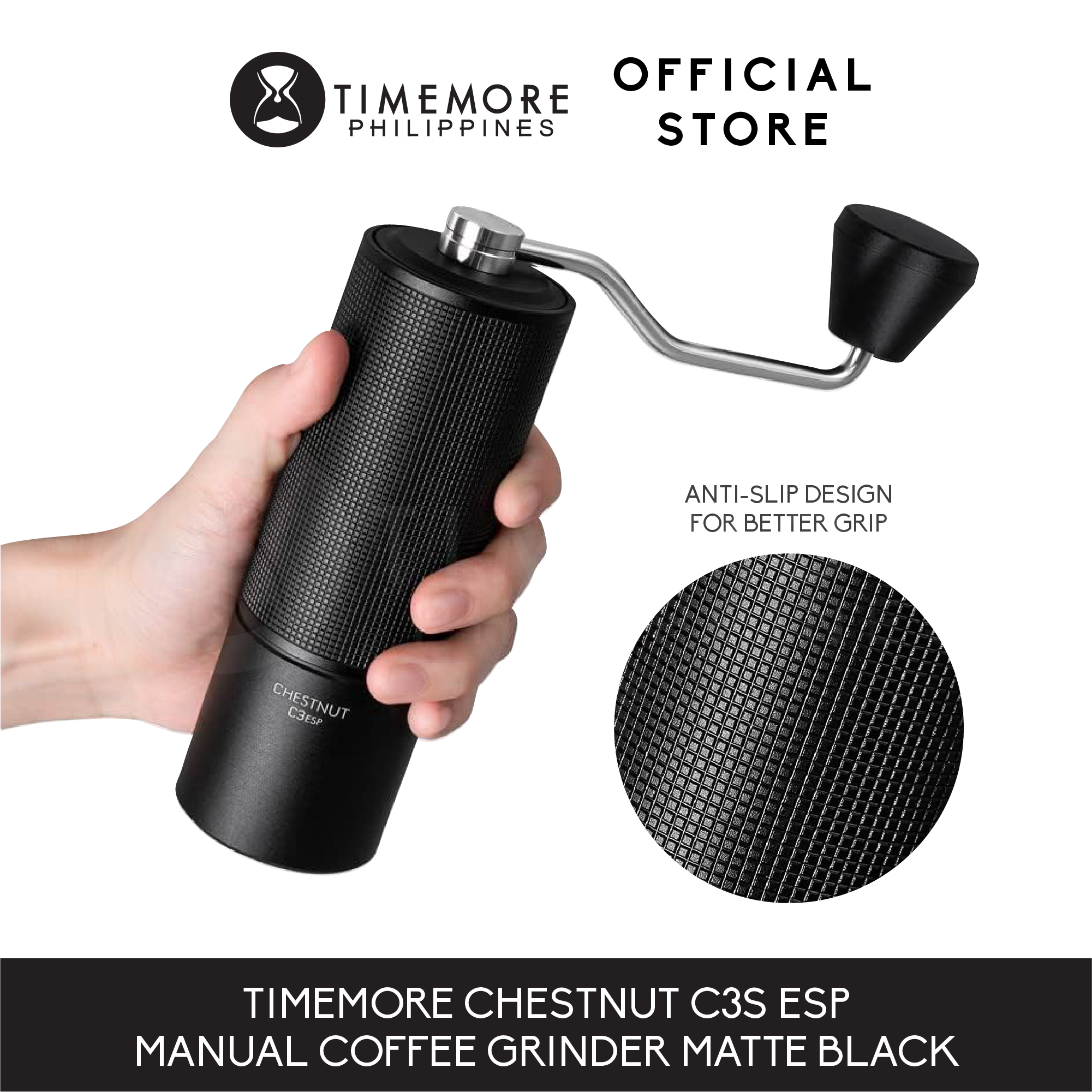 Timemore Chestnut C3 Manual Coffee Grinder, Matte Black
