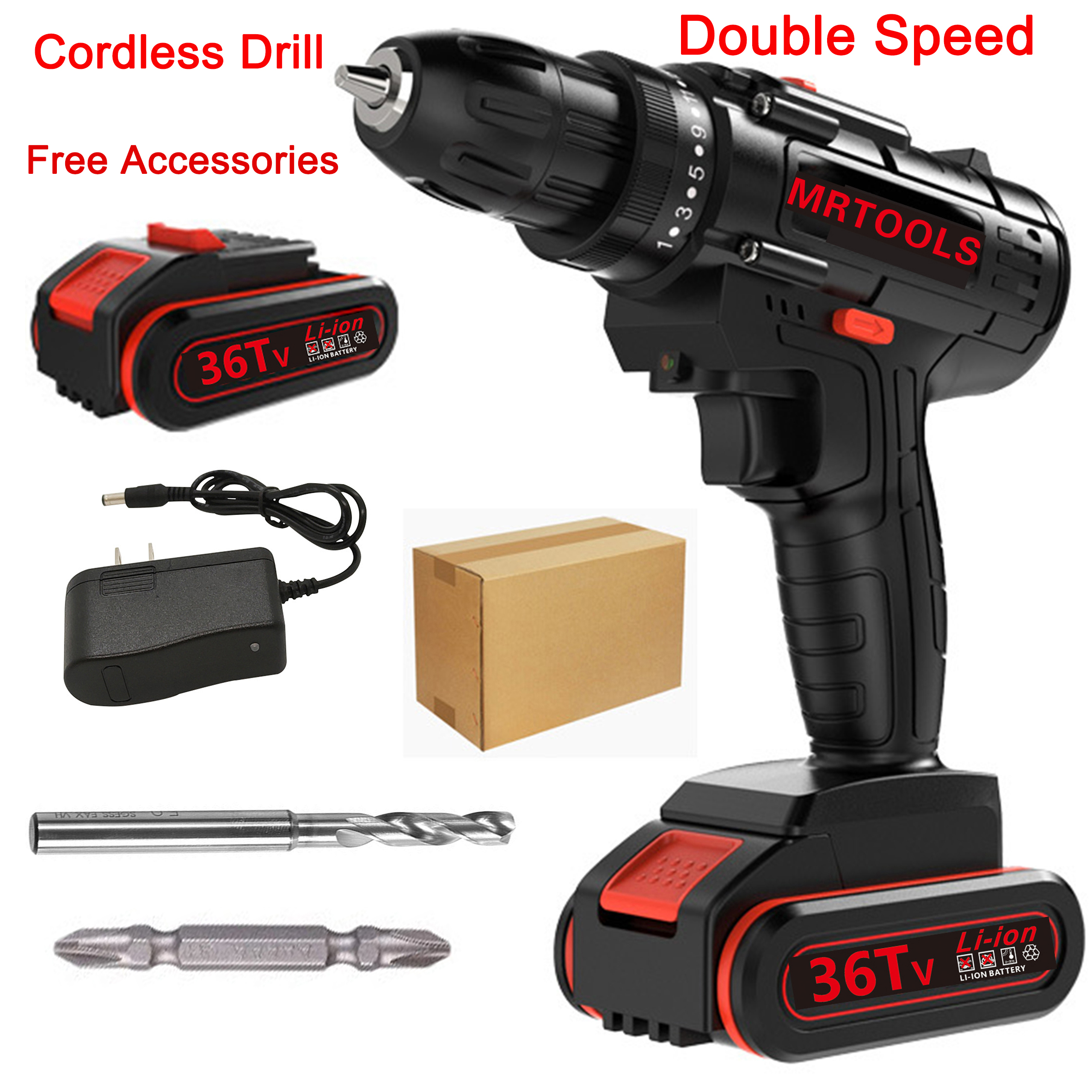 Cordless Drill With Liion Batteries Free Accessories Cordless Lithium