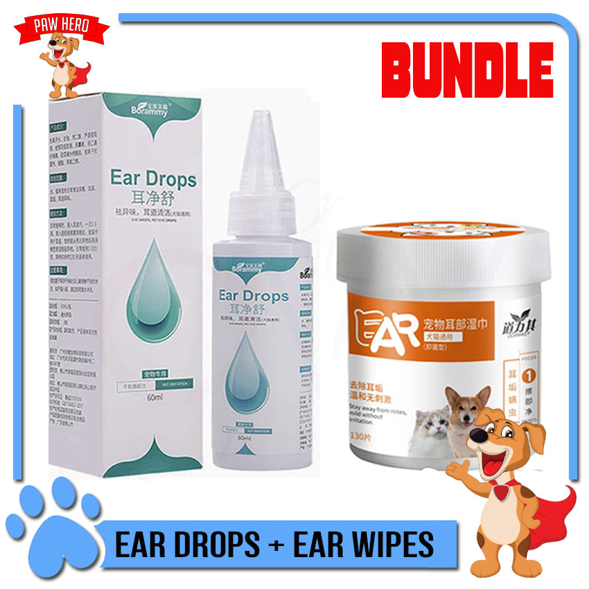 (BUNDLE) PAW HERO Borammy Ear Drops Cat Dog Mites Odor Removal Ear