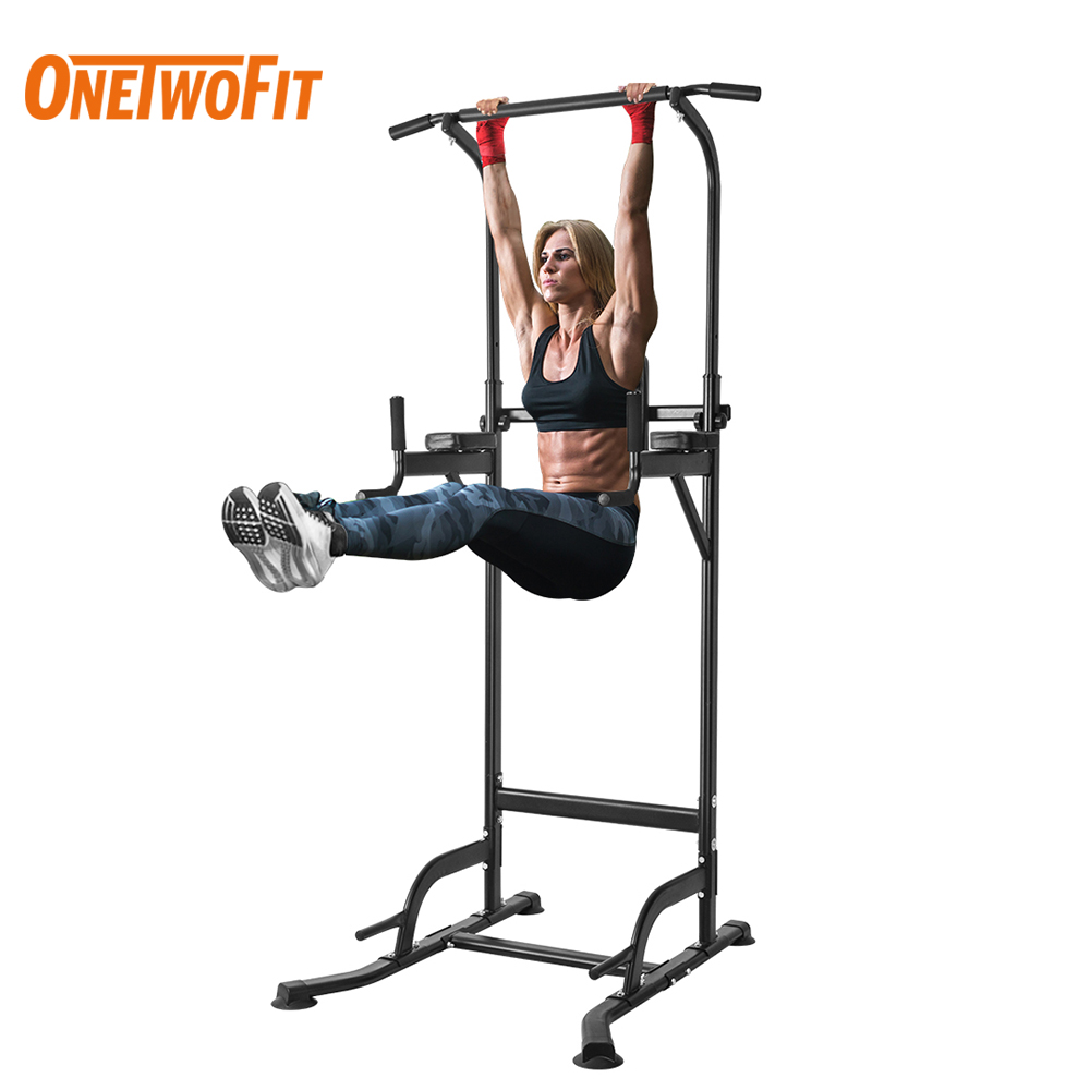 ONETWOFIT Wall Mounted Power Tower – Pull-Up Bar, Dip Station, Multi-Functional Home Gym Equipment (Supports 200Kg)